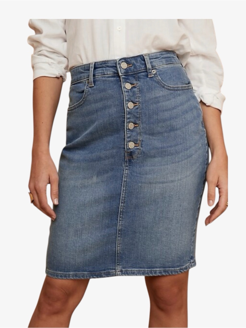 Banana Republic Button-Front Denim Pencil Skirt in Blue Women’s‎ Size 0 NWT